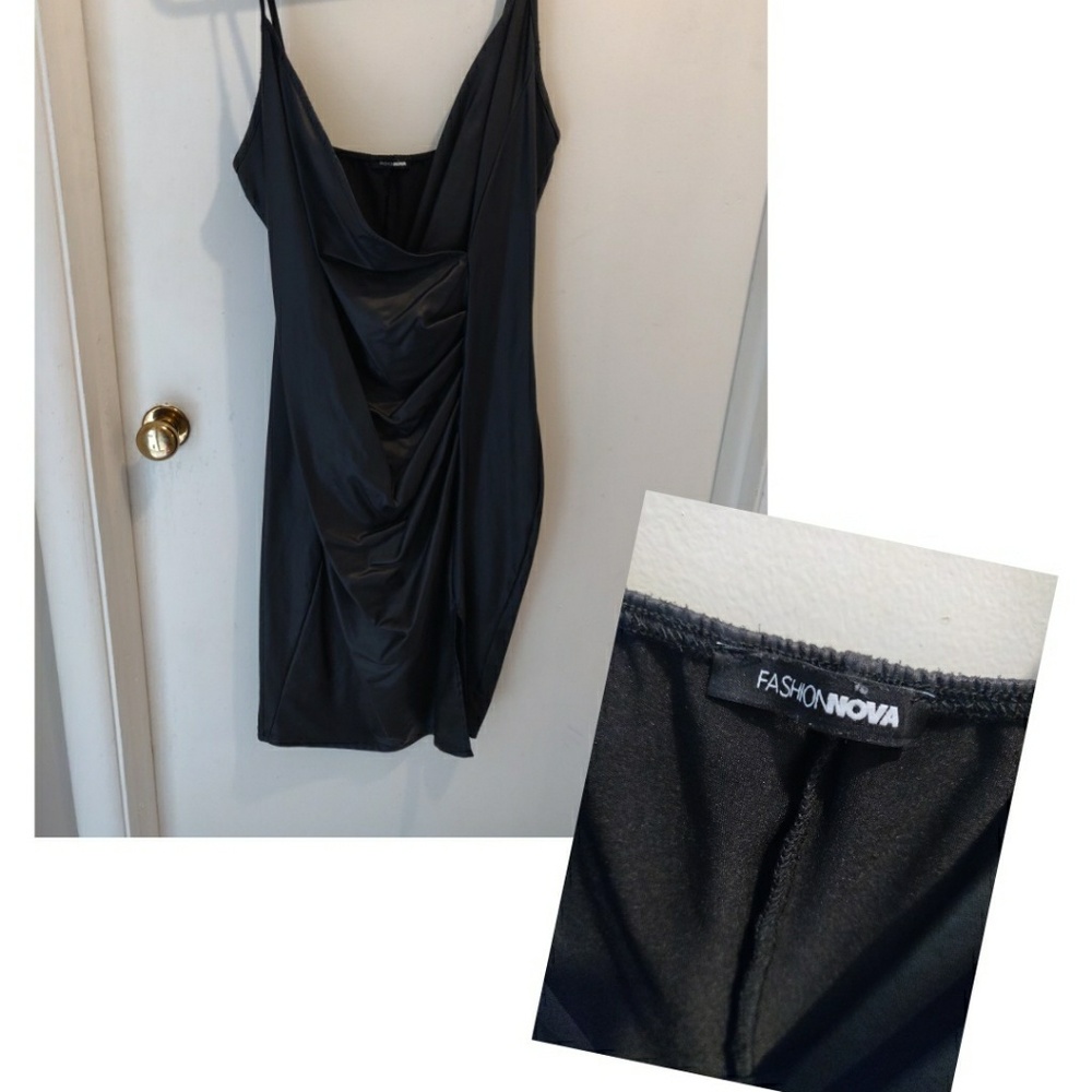 Faux Leather Black Dress